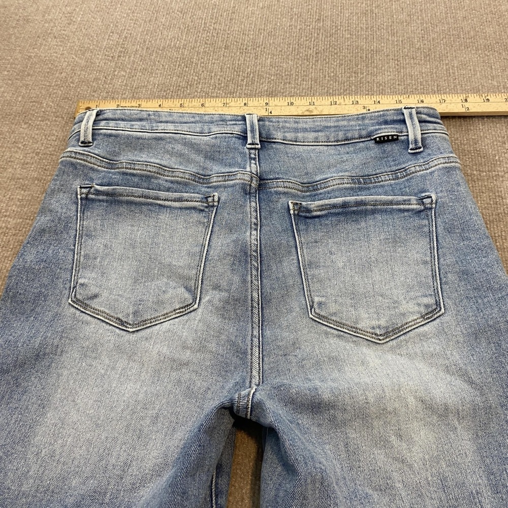 Risen Flare Jeans Womens 15/32 Blue Boho Hippie High Rise Stretch Denim RDP5297 - Picture 7 of 13